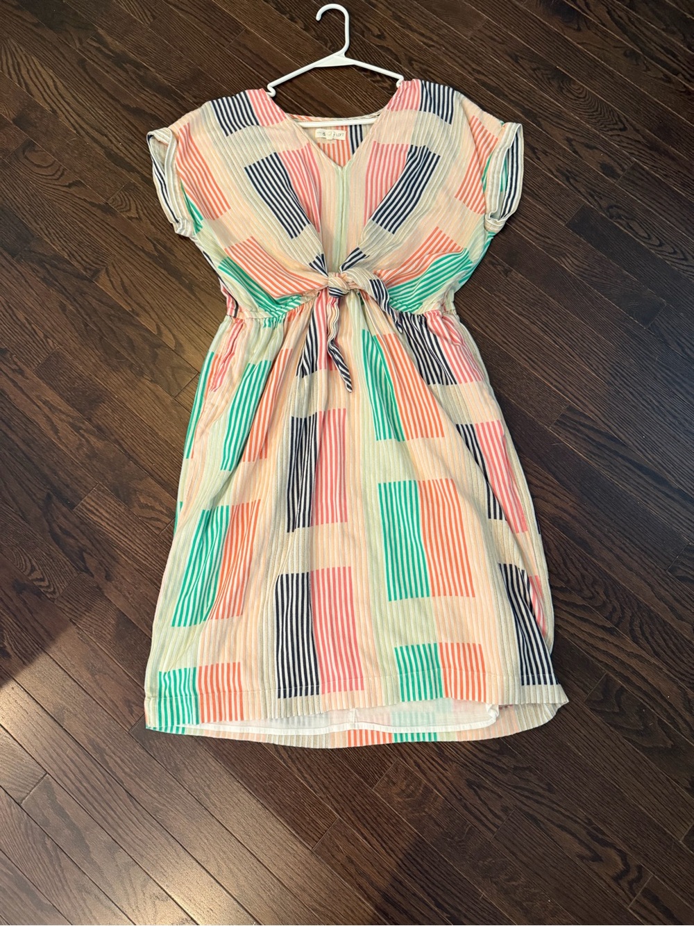 Loft Lou and Grey Multicolor Stripe Tie-Waist Dress
